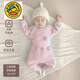 G.duck嬰兒夾棉高腰保暖內衣套裝新生兒衣服寶寶分體衣秋冬季打底兩件套 淺粉色 66cm 66身高50-65cm 體重9-13斤