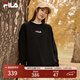 FILA 斐樂(lè )女裝衛衣男女同款套頭衛衣秋冬情侶款休閑加絨保暖長(cháng)袖上衣 正黑色-BK L 175/96A/L
