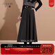 三彩【綿羊毛】2025冬季新款復古半身裙毛呢傘裙A字裙寬松長(cháng)裙S 深邃灰 M 160/68A