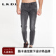 LKDL下半身秋冬新款【耐磨牛仔褲】再生纖維環(huán)?？拱櫮惺恐蓖才Ｗ醒?中灰色 36