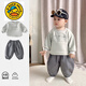 G.duck男寶寶秋季衣服衛衣套裝卡通可愛(ài)長(cháng)袖幼小童春秋裝外出洋氣兩件套 灰咖 73 CM