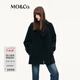 MO&Co.毛呢大衣2025秋新品綿羊毛雙面呢復古領(lǐng)袢金扣斗篷外套MBE3OVC004 黑色 XS /155
