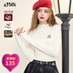 妖精的口袋貓咪刺繡白色半高領(lǐng)t恤女2025年春新款百搭修身打底衫 魔法米色 L