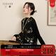 三彩【鎏金浮夢(mèng)】2025冬季新款新中式馬甲V領(lǐng)盤(pán)扣提花無(wú)袖棉服女 經(jīng)典黑 M 160/84A