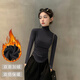 優(yōu)琪俏2025新款秋冬雙面加絨暗夜灰高領(lǐng)長(cháng)袖打底衫女不規則內搭保暖上衣 暗夜灰色（高領(lǐng)雙面絨面料） L