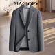 MAGIOPY奢侈高端品牌男裝休閑西裝春秋新款毛呢西服男韓版修身羊毛小西裝 灰色 M 170 95-115斤