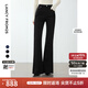 朗姿復古典雅喇叭褲高級感氣質(zhì)通勤長(cháng)褲女士冬季新款牛仔褲 黑色2加絨 L