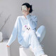 另塵卡通小狗加厚加絨半邊絨睡衣女冬季2025新款珊瑚絨家居服冬天套裝 M003LA 藍色小狗 M