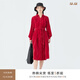 噢姆（AUM）【熱銷(xiāo)推薦】AUM噢姆夏季新款浮光紅絲絨收腰輕禮襯衫連衣裙女 酒紅色 M