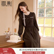 香影假兩件針織連衣裙女長(cháng)袖2025冬季新款咖色復古中長(cháng)款收腰裙子 咖色 L 165/88A/110-125斤