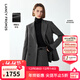 朗姿復古羊毛灰色高智氣質(zhì)通勤職業(yè)西服外套女2024冬季新款西裝 深灰色2 L