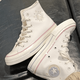 匡威（Converse）1970S日月星辰刺繡高低幫男女運動(dòng)休閑時(shí)尚帆布鞋 米色高幫 36.5