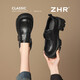 ZHR樂(lè )福鞋女款2026新款復古厚底單鞋百搭小皮鞋增高女鞋KN230黑色37