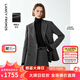 朗姿復古羊毛灰色高智氣質(zhì)通勤職業(yè)西服外套女2024冬季新款西裝 深灰色2 M