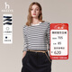 HAZZYS女裝 秋季女士純棉條紋寬松長(cháng)袖T恤女ABTSE0CCX02