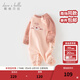 戴維貝拉（DAVE＆BELLA）新生兒連體衣加絨男寶爬服秋冬新款初生嬰兒睡衣女寶衣服0-3個(gè)月 粉色【現貨】 80cm （建議身高73-80cm）