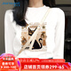 真維斯（JEANSWEST）米色內搭長(cháng)袖t恤女2025新款春秋打底衫復古漫畫(huà)風(fēng)純棉上衣女生