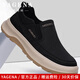 雅格納品牌輕奢男鞋2025秋冬季新款鞋子男士休閑鞋加絨輕便一腳蹬帆布鞋 黑色 40 （標準皮鞋尺碼）
