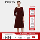 PORTS寶姿女裝秋季新款純色收腰圓領(lǐng)連衣裙ALD9D010PWB006 瑪莎紫 S (4)