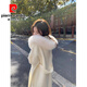 皮爾卡丹（pierre cardin）白色雙面羊絨羊毛大衣女2025秋冬新款感狐貍毛領(lǐng)連帽毛呢外套 米白色 【長(cháng)款】 XS 105斤以?xún)? title=
