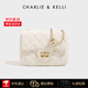 CHARLIE&KELLI品牌 CK輕奢包包女包單肩包女士斜挎包菱格小方包七夕情人節禮物 白色【八倉速發(fā) 品牌禮袋】