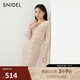 SNIDEL春夏優(yōu)雅修身V領(lǐng)泡泡袖魚(yú)尾針織連衣裙SWNO251140 米色 均碼