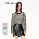 MO&Co.針織衫美麗諾綿羊毛條紋圓領(lǐng)落肩袖寬松長(cháng)袖上衣MC織嘜摩安珂 黑白條色-第2批 S 160
