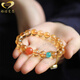 GONMCEAN巴西天然黃水晶手串本命年佛珠手鏈南紅飾品女款禮物