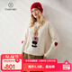帕什羊絨衫女100%山羊絨圓領(lǐng)兔子提花寬松重磅加厚毛衣AT-6048 白色 M