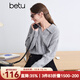 百圖betu女裝冬季新款毛衣翻領(lǐng)提花寬松休閑舒適毛衣女2410T39 灰色 L