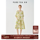 茶·愫【度假出游】puretea茶愫花邊方領(lǐng)燈籠袖A字花朵連衣裙25夏新 米白 M