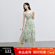 紅袖綠色碎花連衣裙夏季2024新款女裝收腰垂感顯瘦氣質(zhì)小眾雪紡吊帶裙 綠花602 M