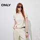 ONLY2026春季新款領(lǐng)口鏤空串珠設計修身正肩短袖T恤女|126101055 S12亮奶油白色 M
