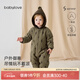 babylove嬰幼兒連體衣冬季純棉哈衣夾棉加厚保暖衣服防風(fēng)連帽外出服 橄欖綠 90cm