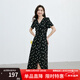 紅袖波點(diǎn)收腰連衣裙夏季新款女裝法式V領(lǐng)顯瘦減齡氣質(zhì)黑色顯白雪紡裙 黑底米點(diǎn)818 M