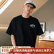 MEDM 花卉牙刷刺繡字母休閑上衣男女短袖圓領(lǐng)T恤衫夏季國潮牌tee 黑色 S