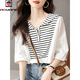 AEMAPE 夏季中袖襯衣女裝2026新款休閑上衣短袖polo條紋襯衫女時(shí)尚衣服 MX-1-8204_圖片色 M