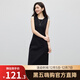 熙世界（sllsky）通勤知性?xún)?yōu)雅黑色無(wú)袖連衣裙2025春季新款背心裙內搭裙子 隕石黑 2XL