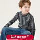 多妙屋男童長(cháng)袖T恤秋裝兒童打底衫2024新款秋衣大童半高領(lǐng)條紋上衣童裝 黑色 140cm