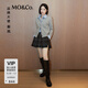 MO&Co.【秦嵐同款】裙褲2025冬新品智性學(xué)院格紋壓褶A字短裙MBE4SOTT05 灰黑格 S /160