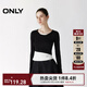 ONLY2025夏季新款假兩件刺繡字母LOGO正肩圓領(lǐng)T恤女|125302026 H1Z黑色 M