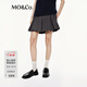 MO&Co.短裙2025秋新品高智學(xué)院風(fēng)立體工字褶中低腰半身裙MBE3SKT024 中花灰色 S
