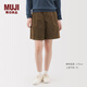 MUJI女式 木棉混 燈芯絨 裙褲 褲子女款 短褲女裝 BE1XZA5A 深米色 XL (165/74A)