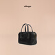 食草堂【明星同款】包包女款方糖保齡球植鞣牛皮手提單肩斜挎包輕奢禮物 mini黑色【日常逛街】