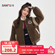三福（SANFU）厚外套2025冬季學(xué)院風(fēng)圓標刺繡夾棉棒球服上衣女裝513349 咖啡色 S