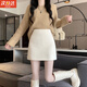 COSMICKISS半身裙秋冬冬季女2025冬季新款a字裙包臀小個(gè)子白色高腰顯瘦 杏色-均碼
