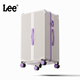 Lee5輪寬拉桿行李箱26寸防爆拉鏈大容量旅行箱擴容登機拉桿箱皮箱子 神秘白配紫 24英寸 托運箱-雙層防爆拉鏈-五輪