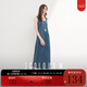三彩2025夏季新款大U領(lǐng)牛仔連衣裙無(wú)袖A字長(cháng)裙休閑開(kāi)叉甜酷M 海軍藍 M 160/84A