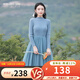 煙花燙秋冬新款針織連衣裙氣質(zhì)簡(jiǎn)約2025年高級感女裝通勤網(wǎng)紗裙子 夢(mèng)尤 灰藍色（僅售連衣裙，無(wú)馬甲） M