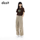DZZIT【劉浩存同款】地素休閑褲夏季純棉工裝褲子女3J2Q4201N 深卡其色 XS